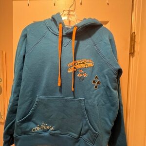 MOTHER Blue Hoodie with Intricate Embroidery